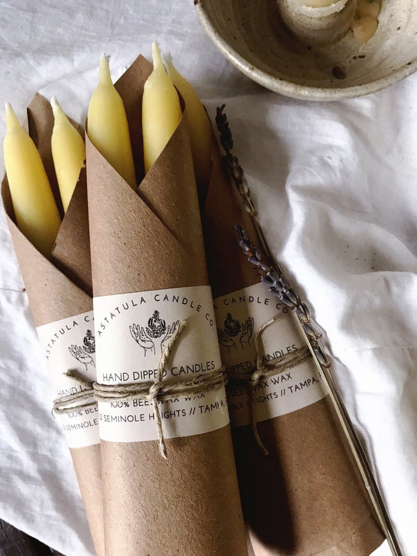 Hand Dipped Beeswax Taper Candles (Set of 2)