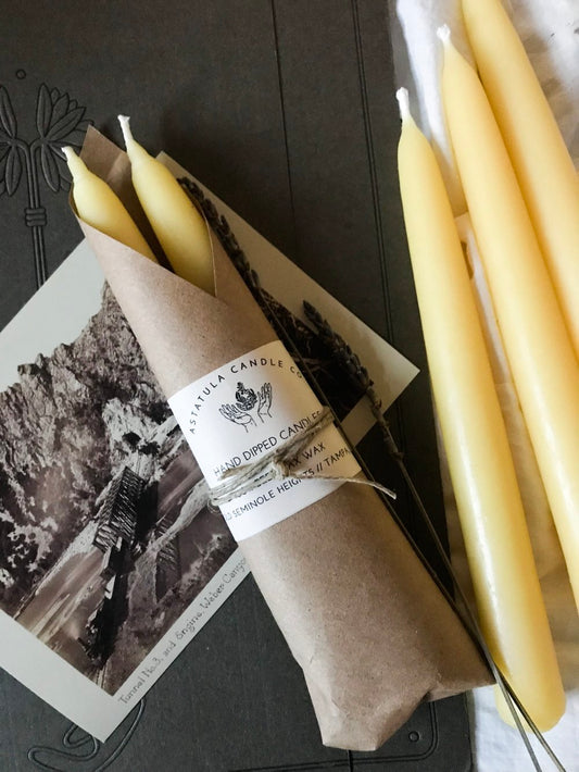 Hand Dipped Beeswax Taper Candles (Set of 2)